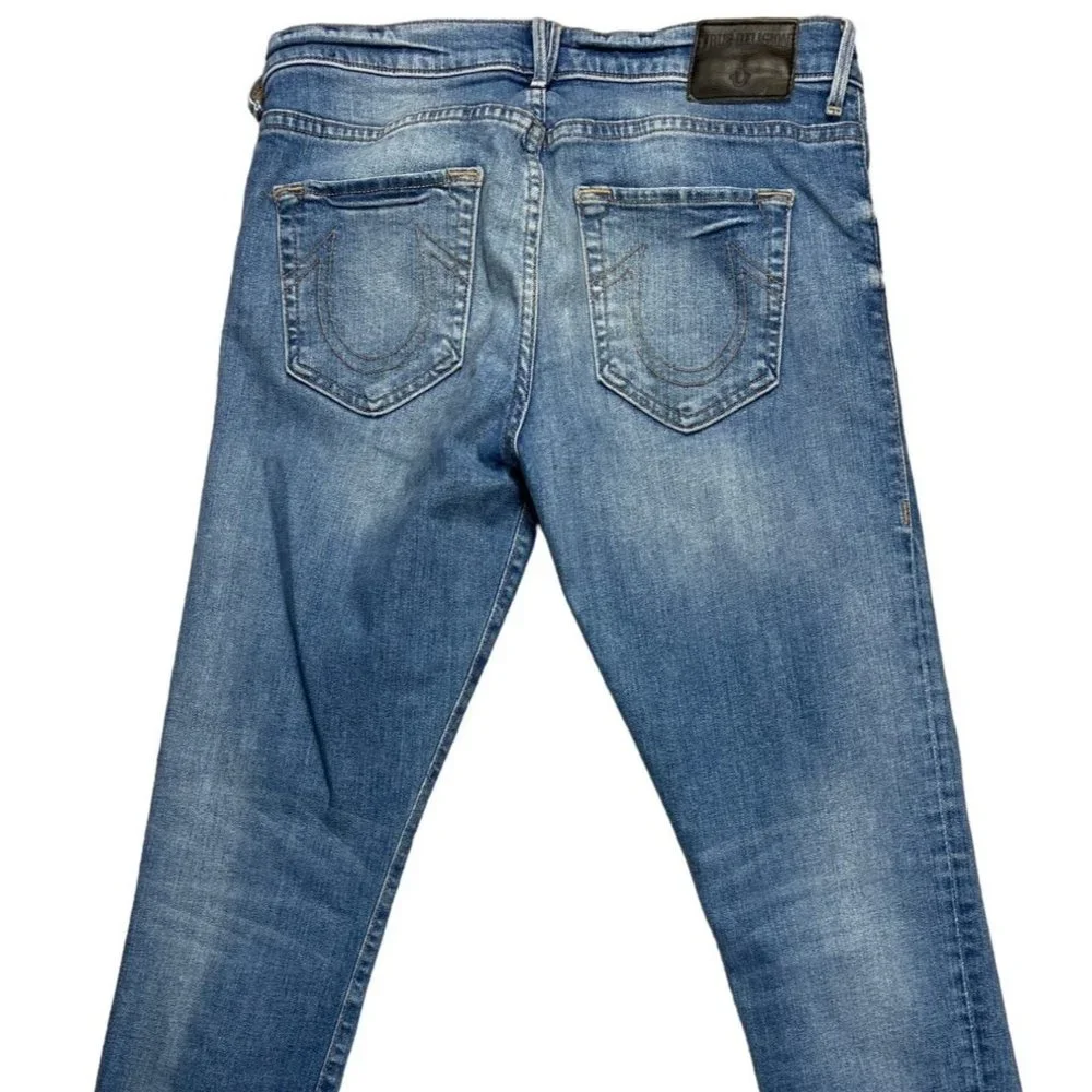 True Religion Low Rise Distressed Light Blue Relaxed Skinny Jeans Size 28 - Picture 5 of 10